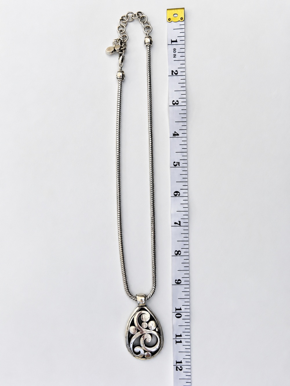 Brighton Silver Tone Teardrop Scroll Pendant Necklace